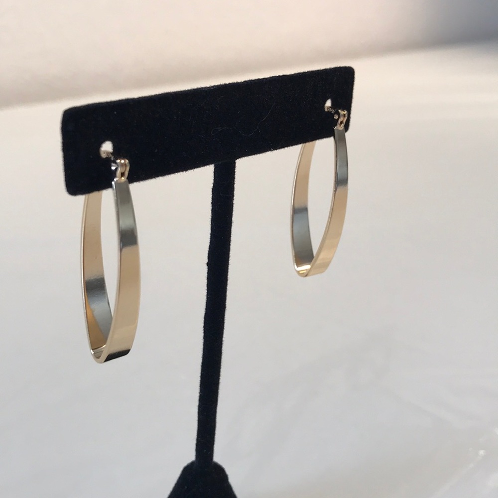 NWOT. Gold Semi-Oval Hoop Earrings